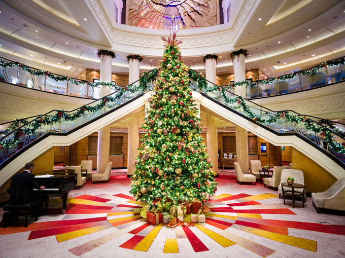 Christmas tree on a Cunard cruise ship