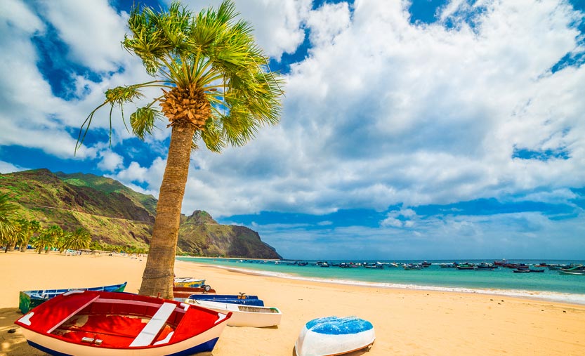 Beautiful sunny beach on Tenerife, Canary Islands