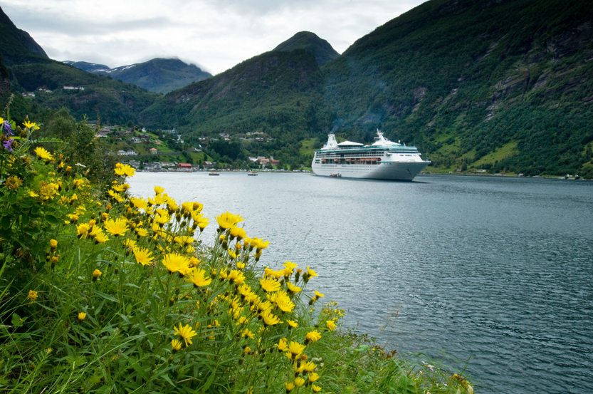 Royal Caribbean cruise ship in the Norwegian fjords