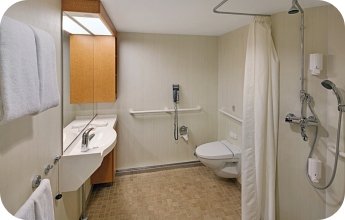 Royal Caribbean accessible cruise ship adapted wet room for disabled guests