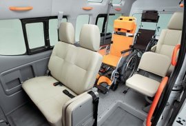 Interior of adapted taxi for accessible travel for the disabled in Barbados