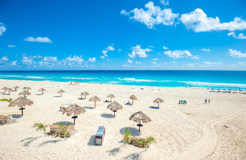 Sandy beach in Cancun, Mexico