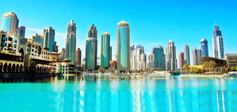 Dubai seafront and blue sea in UAE
