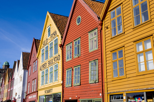 Colourful buildings in Bergen, Norway