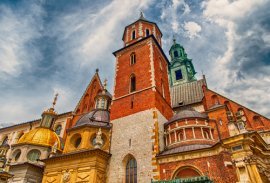 Close up of the colourful Wawel Cathedral, Krakow, Poland