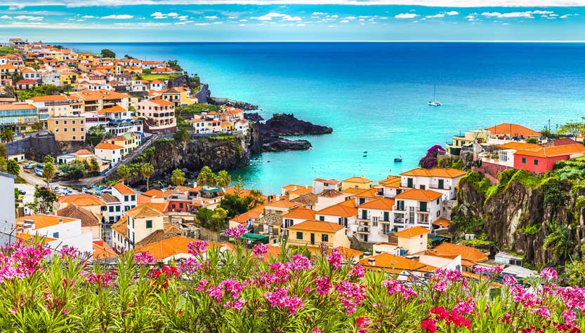 Beautiful sea view over the town of Camara de Lobos, Madeira
