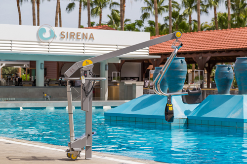 Swimming pool hoist at a hotel in Polis, Cyprus