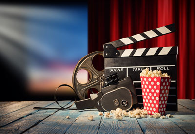 Film reel and popcorn
