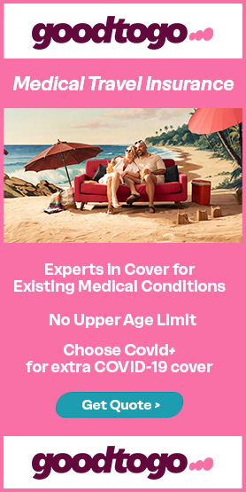 goodtogoinsurance.com - Medical travel insurance. Experts in Cover for Existing medical conditions. No upper age limit. Choose Covid+ for extra COVID-19 cover. Get Quote