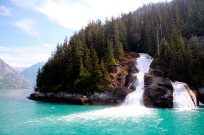 River running into lake in Alaska