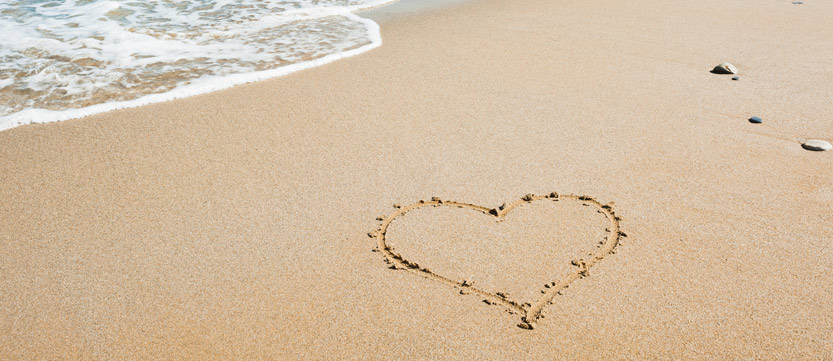 Heart in the sand on a beach