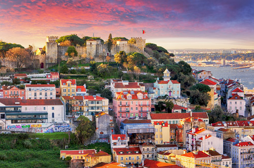 Lisbon skyline with Sao Jorge Castle