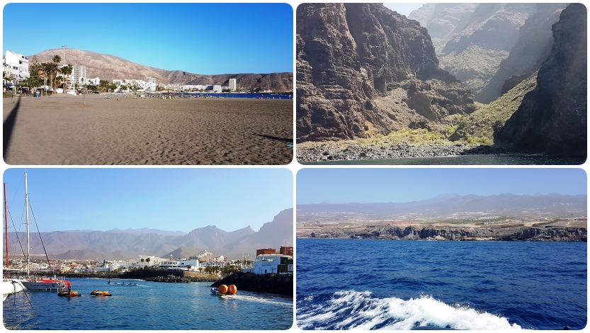 Landscapes of Tenerife - sea, beach, mountains and town