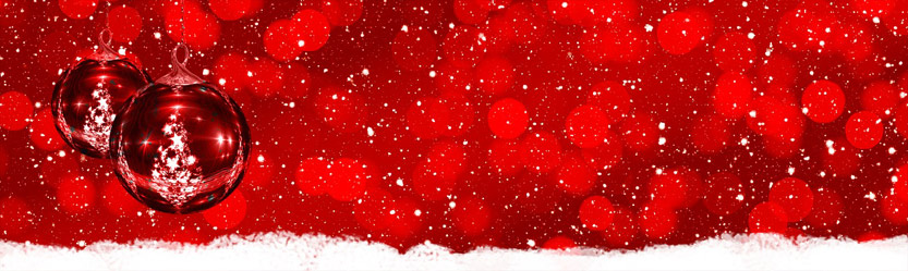Christmas baubles with snow