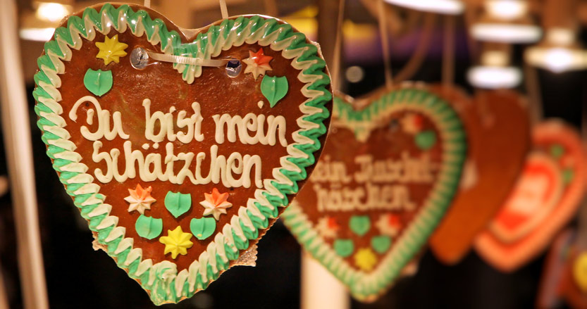 Gingerbread hearts at a German Christmas market