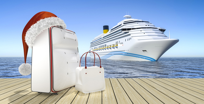 Christmas cruise ship and luggage