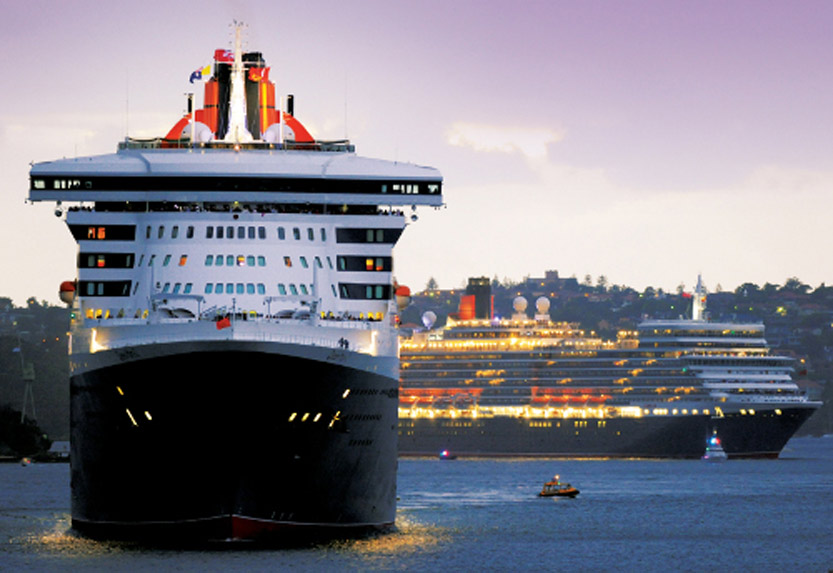 Cunard cruise ship at port