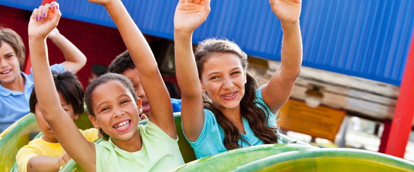 Young people on a roller coaster