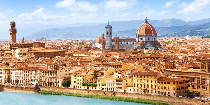 View over the russet roofs and cathedral of Florence