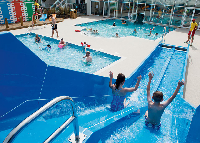 Water slide at Riviere Sands Holiday Park, Cornwall