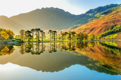 Peaceful lake and mountains in the Lake District