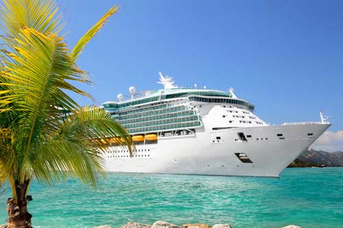 Cruise ship calling at a tropical destination