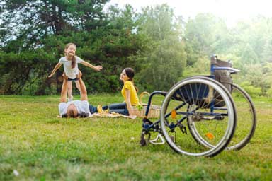 Disabled family on holiday