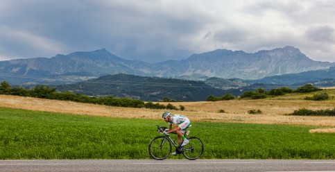 Cyclist on a country road