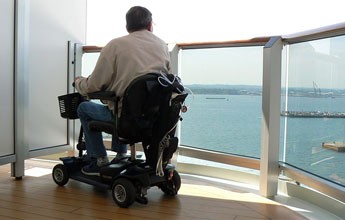 Cruise passenger on a scooter
