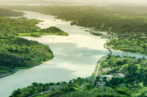 Aerial view of the Panama Canal