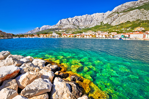 Clear turquoise waters in Markarska, Dalmatian coast, Croatia