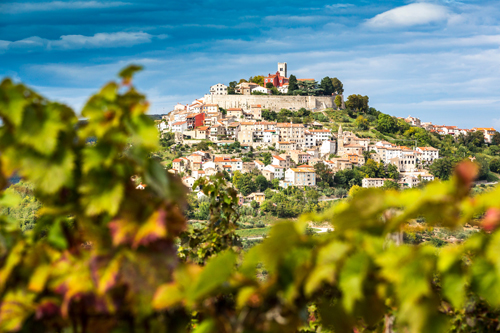 View of the old hilltop town of Motovun in Istria, Croatia