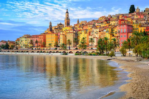 The colourful town of Menton on the Cote d'Azur, French Riviera, France