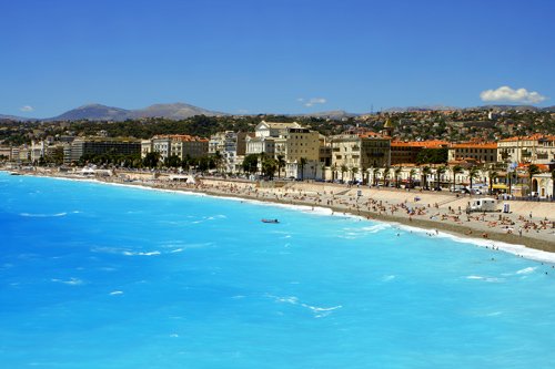 Sunny beach in Nice, France