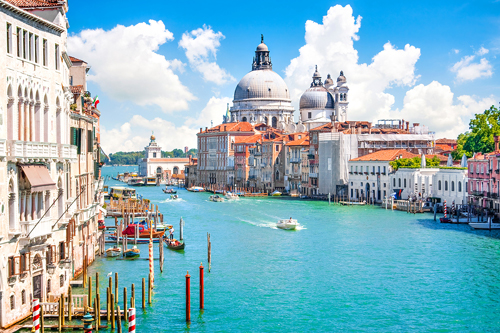 The Grand Canal in Venice, with the Santa Maria Basilica in the background