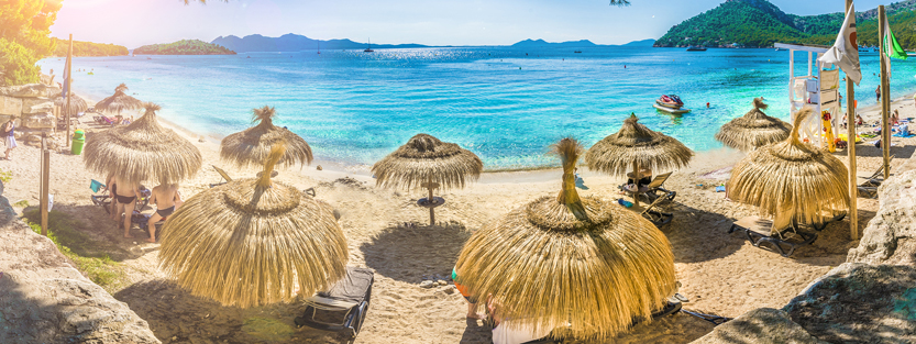 Panorama of Playa de Formentor beach in Majorca, Spain