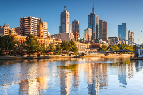 Melbourne river and skyline, Victoria