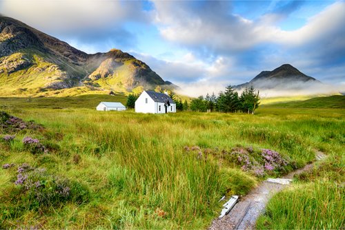 Cottage in beautiful greenery of Glencoe, Scottish Highlands