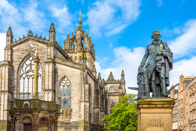 St Giles' Cathedral and Adam Smith statue, Edinburgh