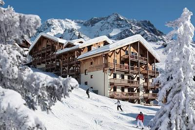 Ski lodge covered in snow