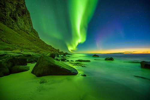 Northern lights in the Lofoten Islands, Norway