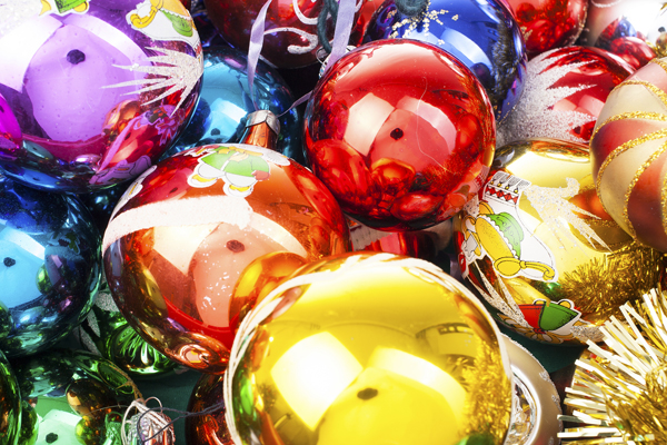 Colourful Christmas tree baubles