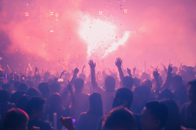Revellers at a nightclub party