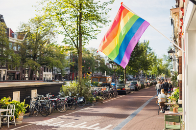 Rainbow Pride flag in Amsterdam, Netherlands