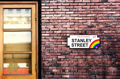 Liverpool Stanley Street gay pride sign