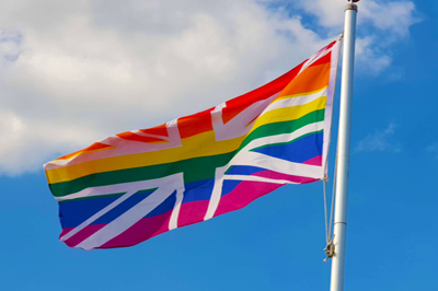 Union Jack gay pride flag in Brighton, UK