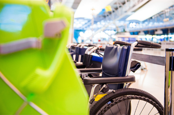 Wheelchairs in an airport