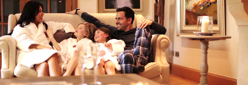 Family enjoying a holiday spa treatment