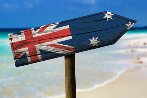 Sign with the Australian flag