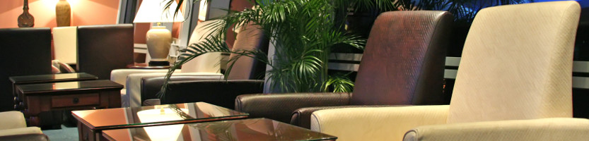 Comfy seats in an airport lounge